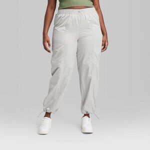 2X - Womens Plus High-Rise Toggle Parachute Pants - Wild Fable - Light Gray